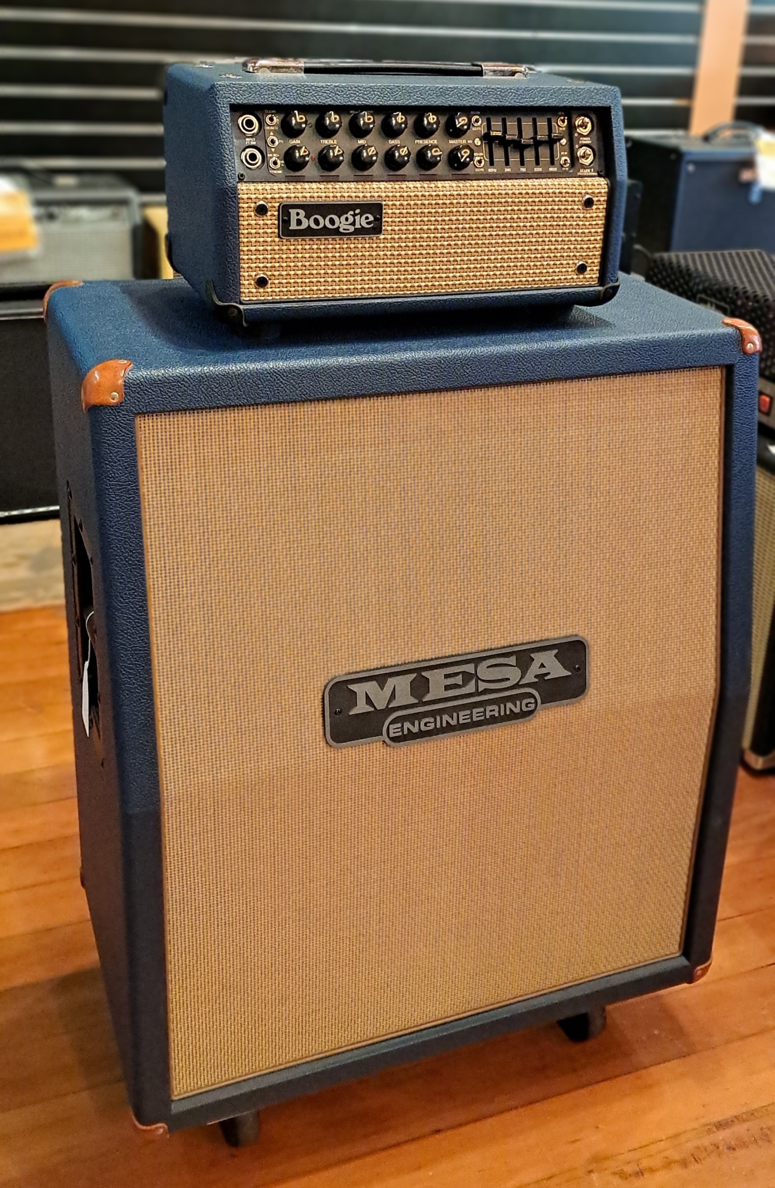 MESA BOOGIE MARK FIVE 25 ELECTRIC GUITAR AMPLIFIER HEAD AND CAB IN BRONCO BLUE W/SLIP COVER