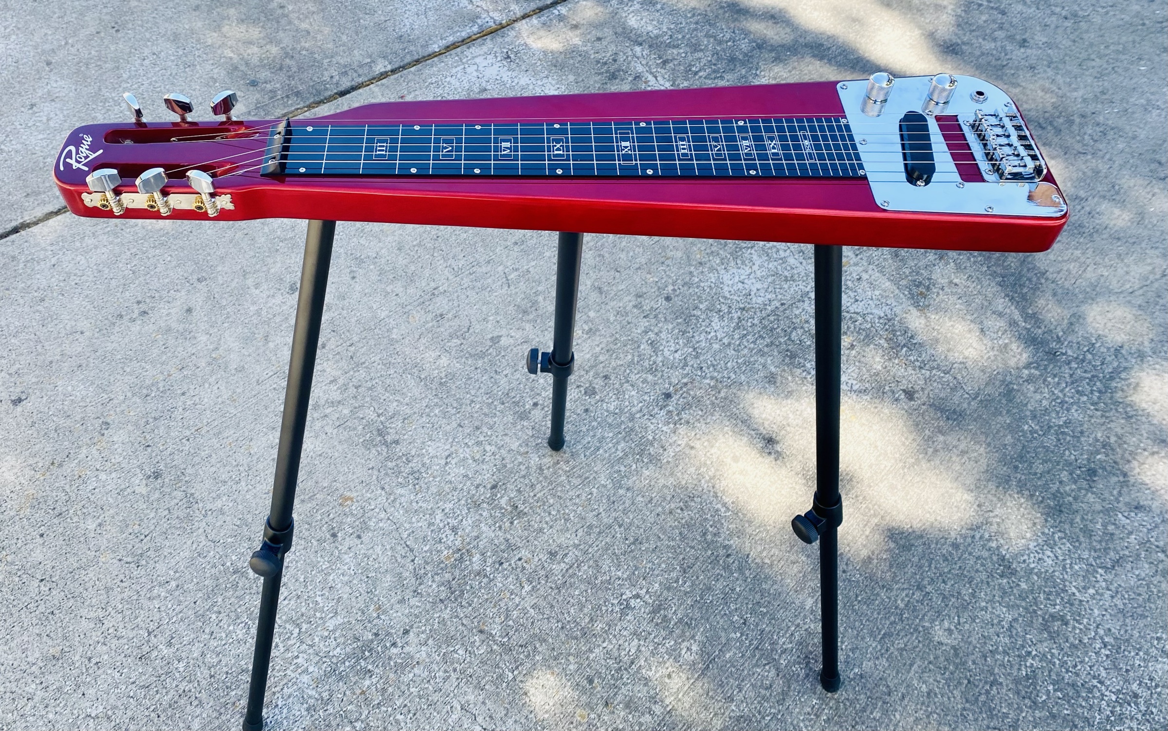 ROUGE RLS-1 MRD LAP STEEL GUITAR RED GLOSS W/ GIG BAG AND LEGS (PICKUP NOT WORKING)
