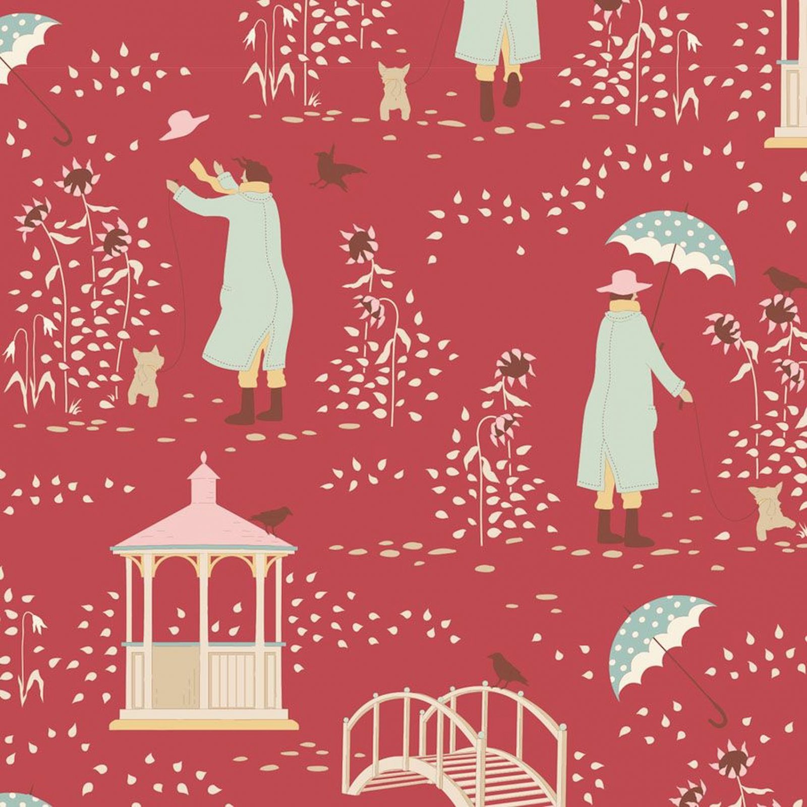 Tilda Windy Days Walk Main Dusty Red 7072649007279