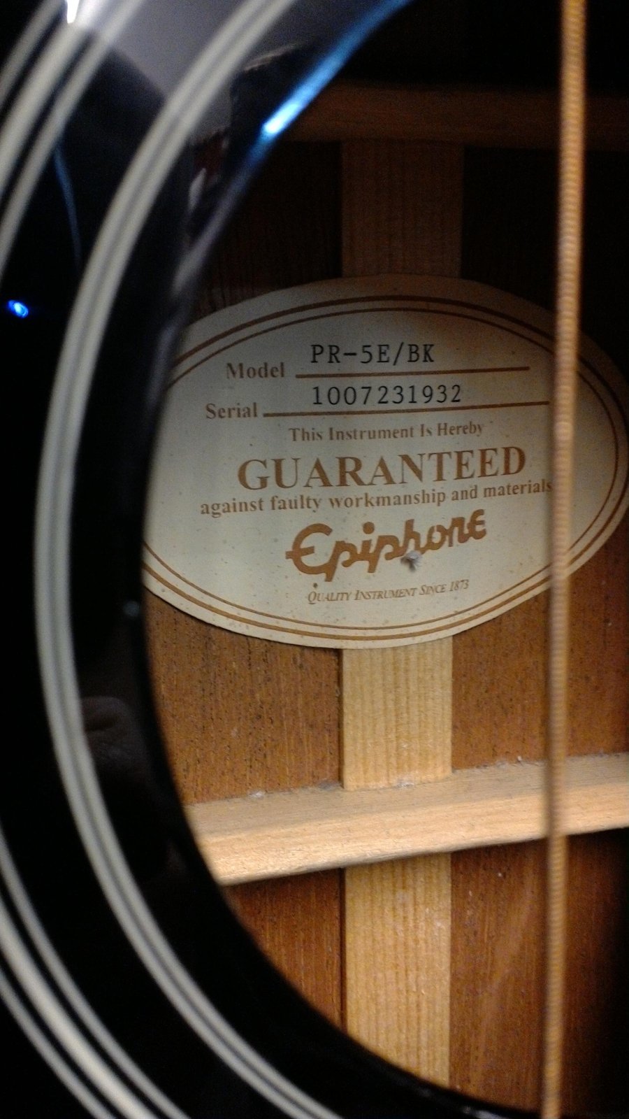 Epiphone 2010 PR-5E/BK Acoustic-Electric Guitar (Used) - 587052