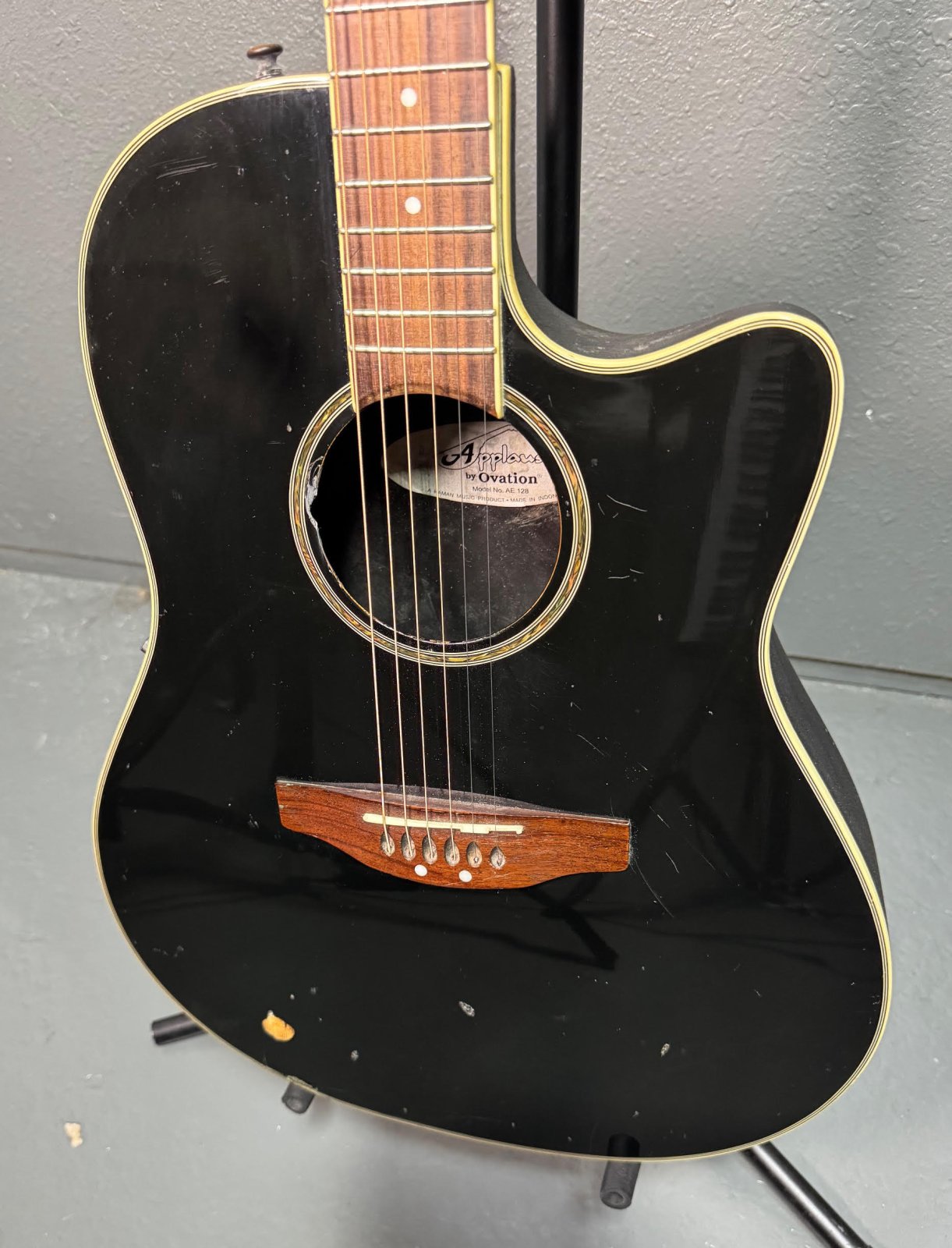 Ovation by Applause AE 128 (Custom)リペアあり Applause AE128 Acoustic-Electric Super-Shallow Bowl Guitar