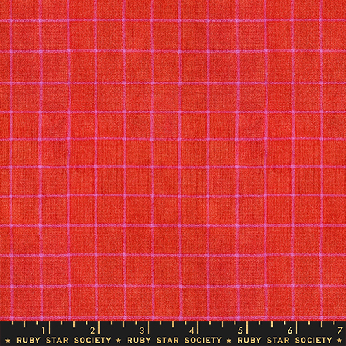 Warp & Weft Mystic Fable - Yarn-Dyed Cotton Wovens 3 oz, 44 - Small Windowpane - Red