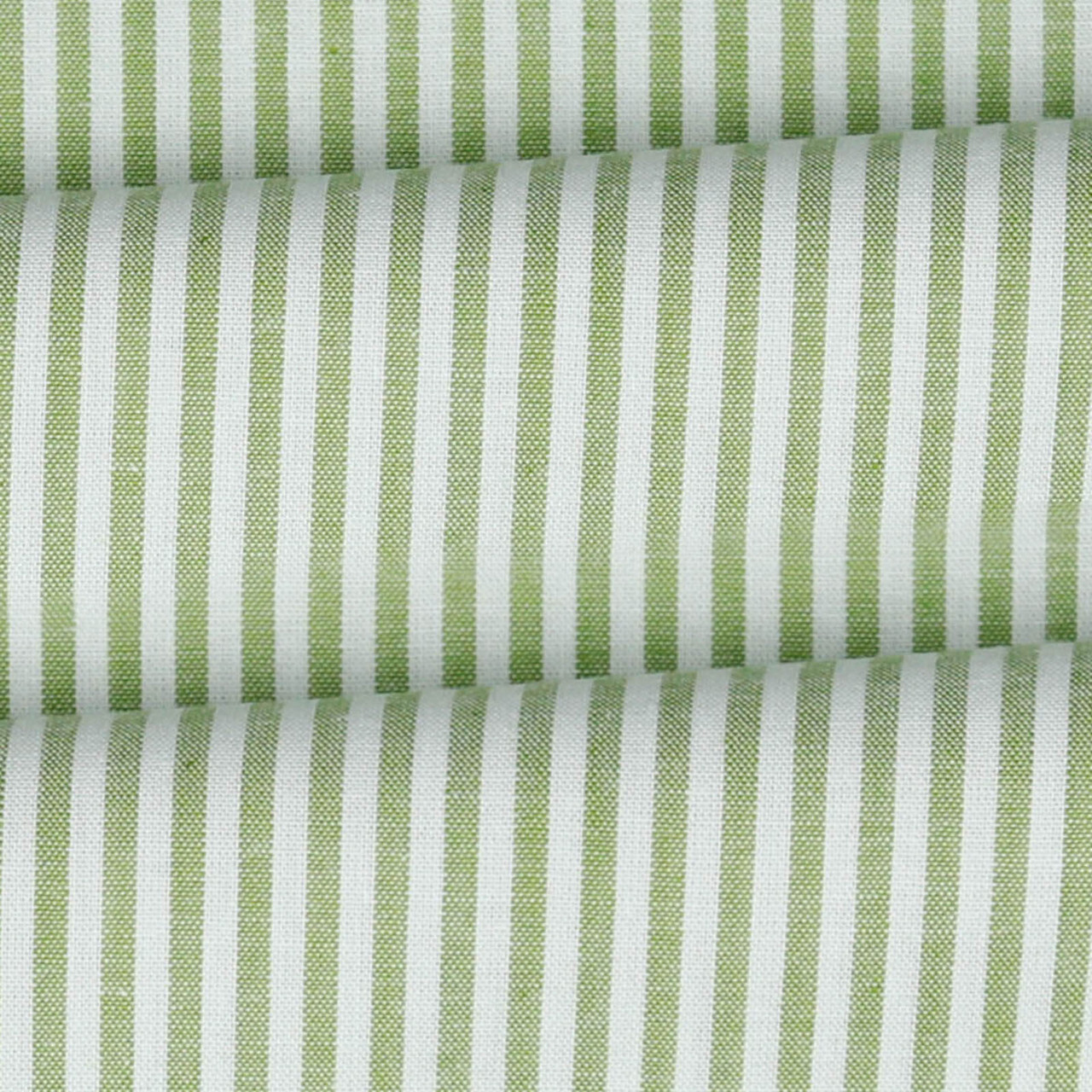 Yarn-Dyed Cotton Poplin Shirting 3.25 oz, 56 - Old Lime Stripe 3mm  