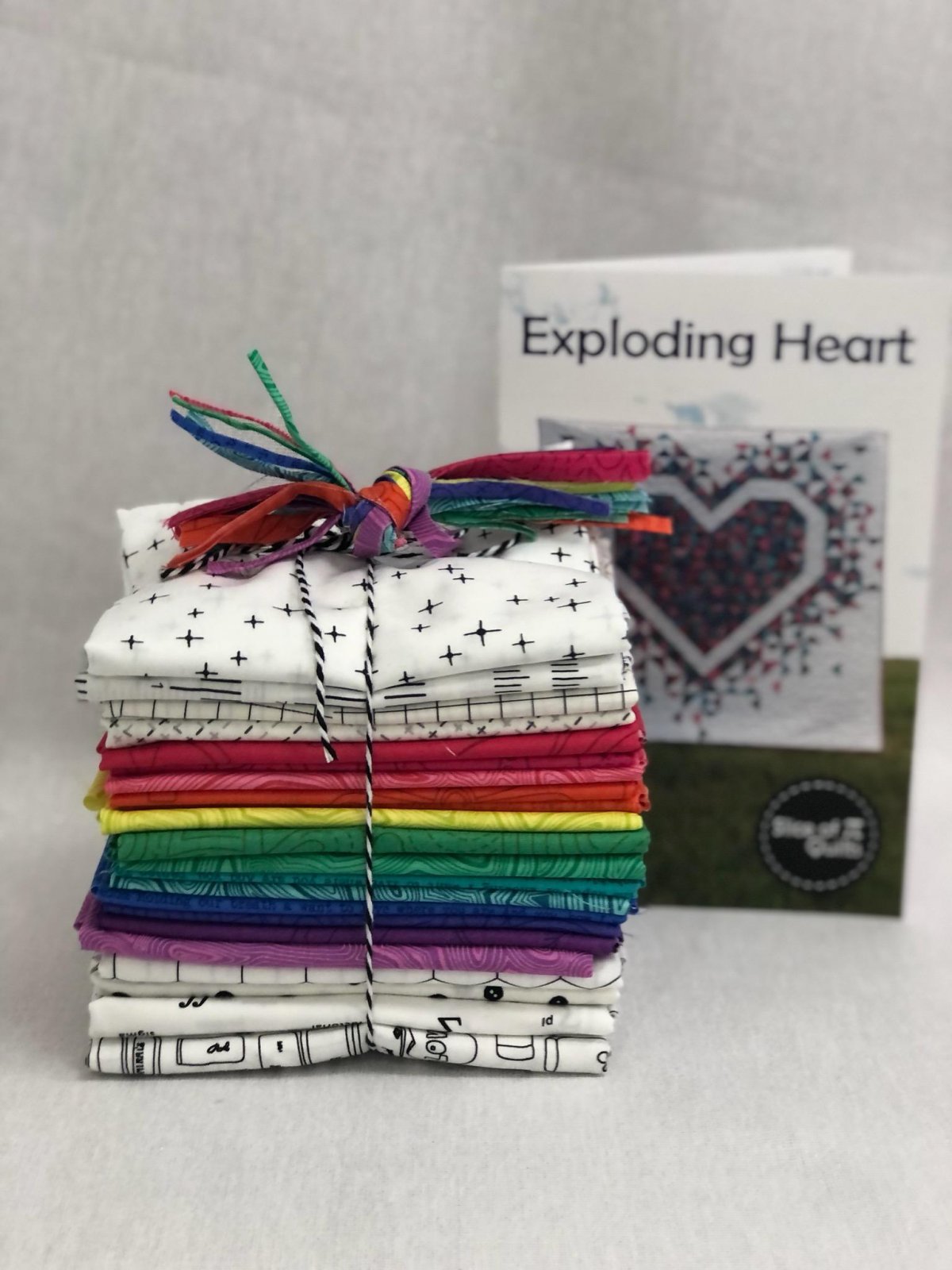 Rainbow Party Exploding Heart Quilt Kit