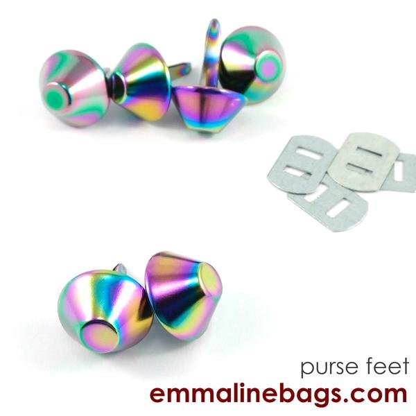 Emmaline Bags - 9/16 Bucket Purse Feet - Iridescent Rainbow