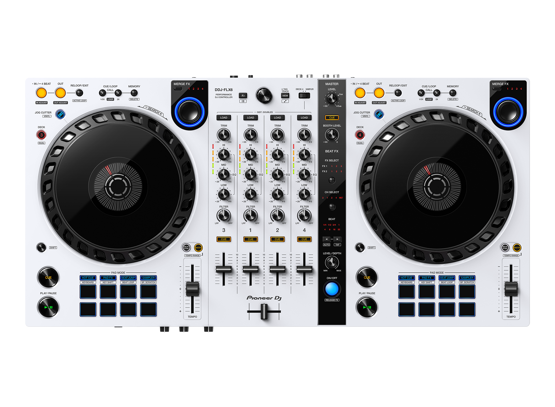 Pioneer DDJ-FLX6-W 4 Channel Serato & Rekordbox DJ