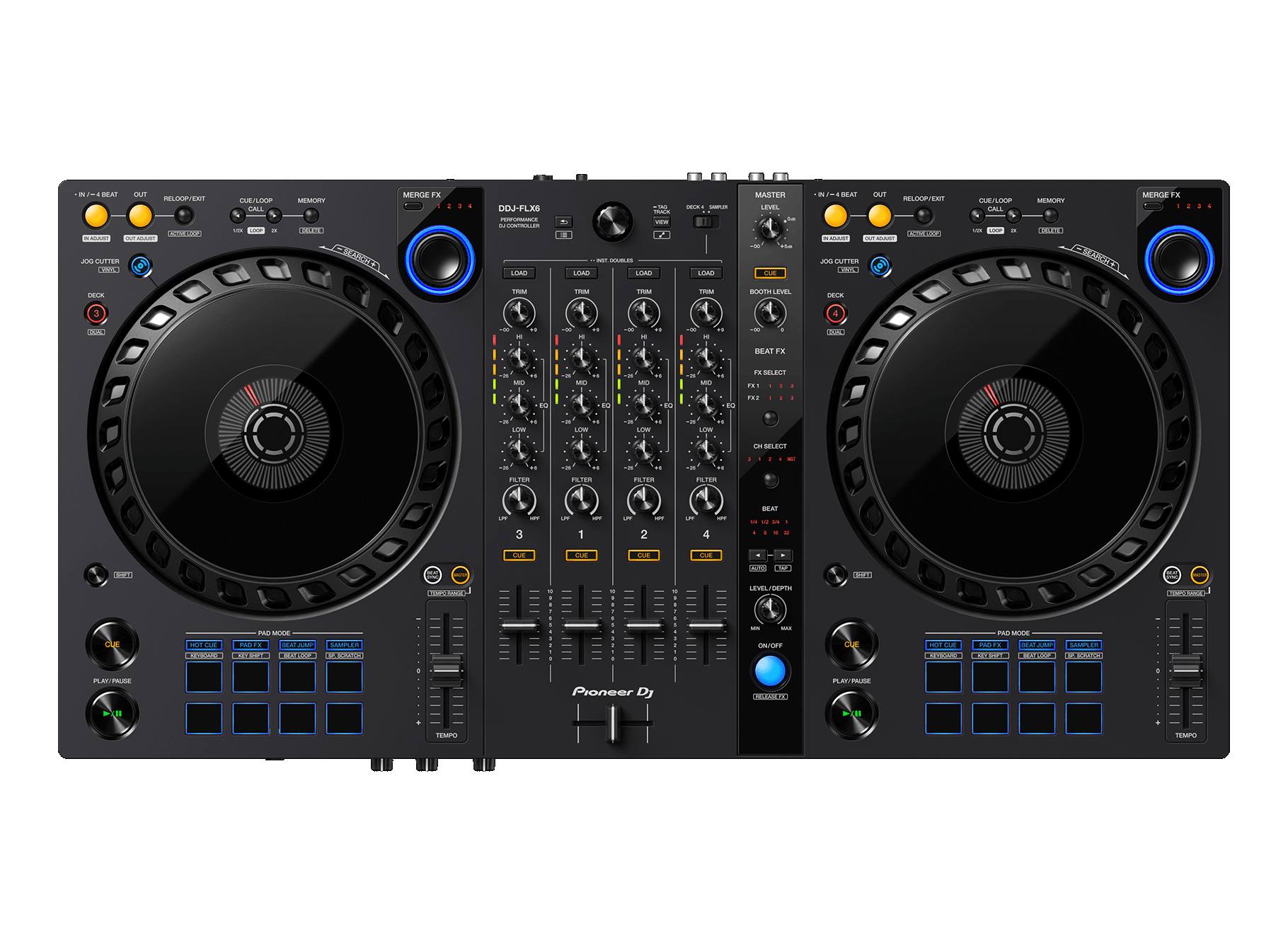 Pioneer DJ DDJ-FLX6 4-Channel DJ Controller for Rekordbox and