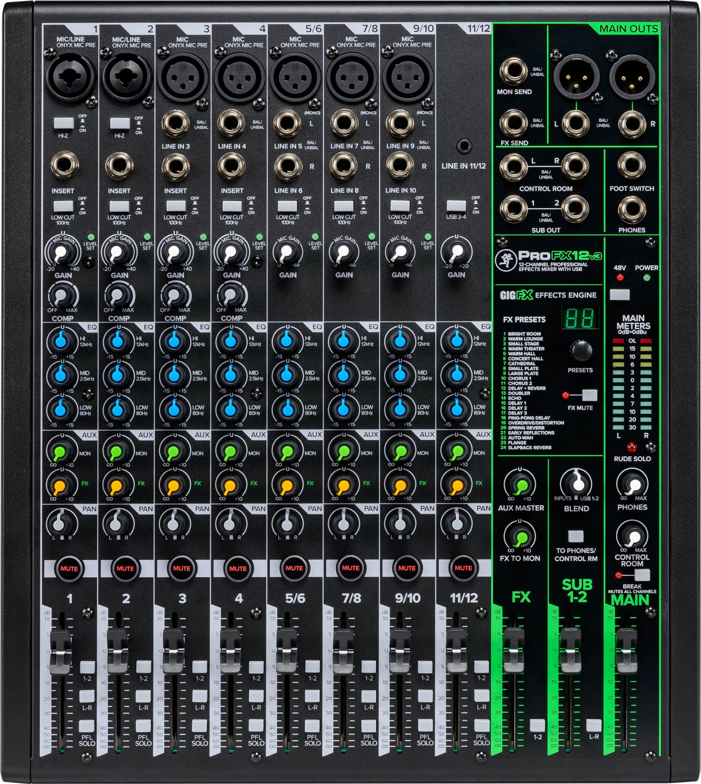 mackie Mackie ProFX12V3 12 Channel Professional Mixer w/ Effects and USB