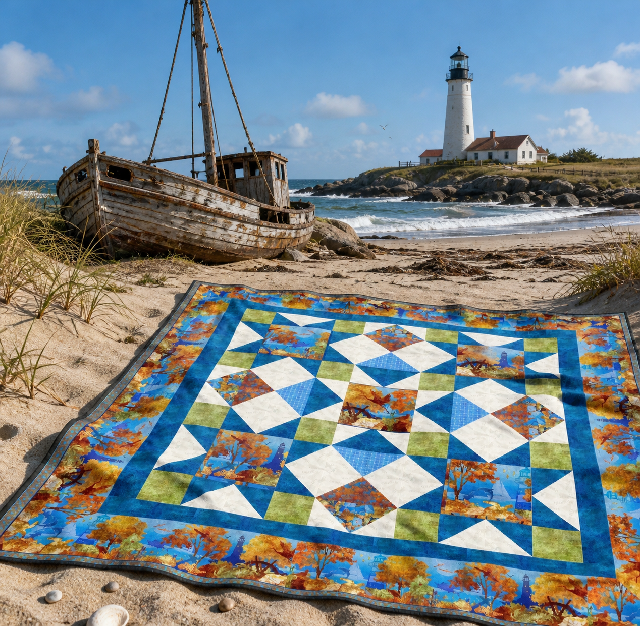 ABRSH Call Of The Beach Kit 76 X 76 All Blue Ridge Shop Hop 