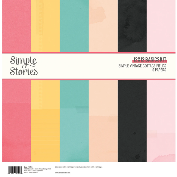 Simple Stories Basics Double-Sided Paper Pack 12X12 6/Pkg Simple Vintage Cottage Fields
