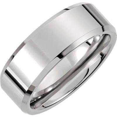Ridged Dome Wedding Band Ring in Titanium Size 9