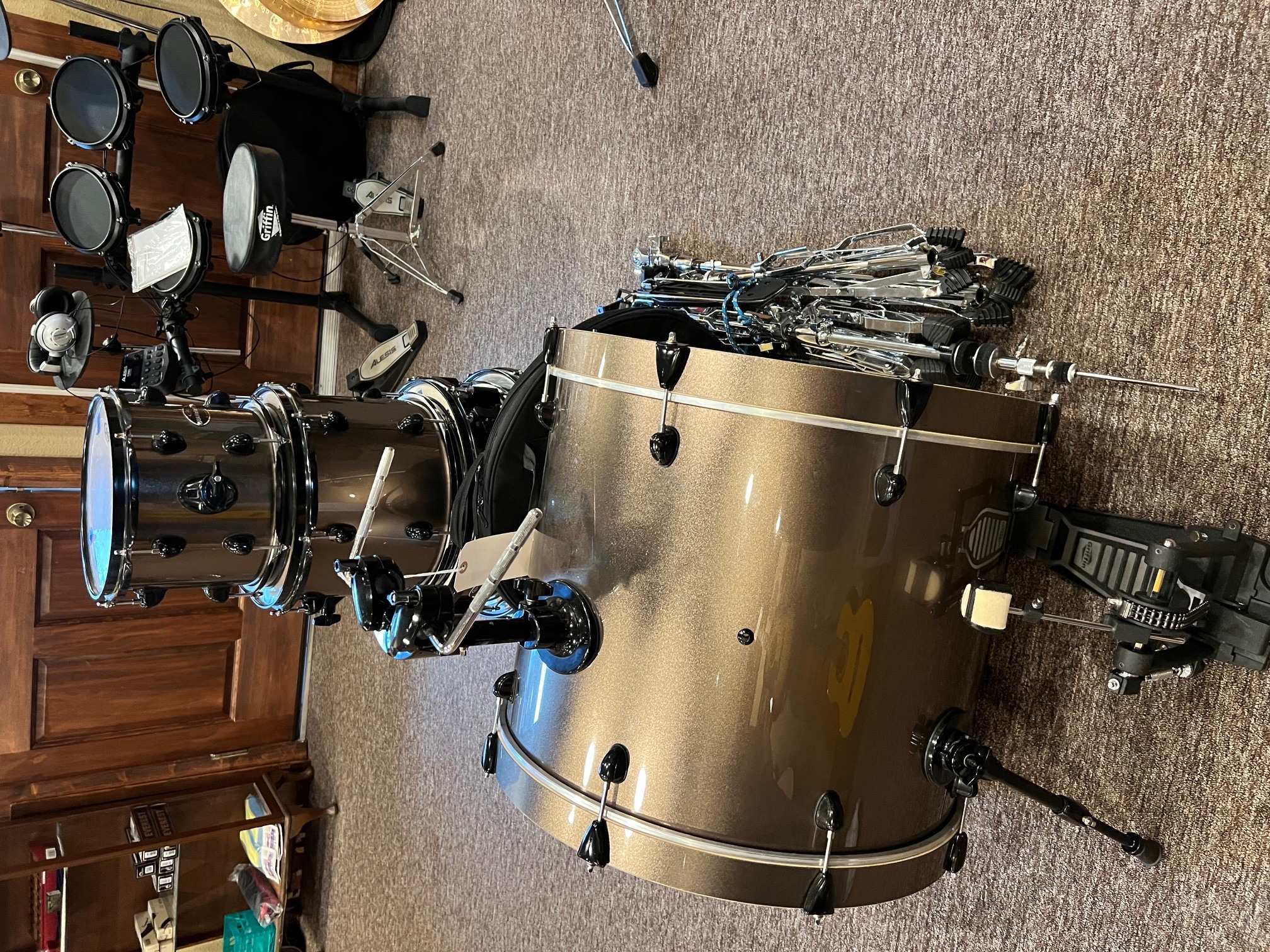 Used PDP 5 Piece Mainstage sparkle Drum Kit Sparkle Bronze