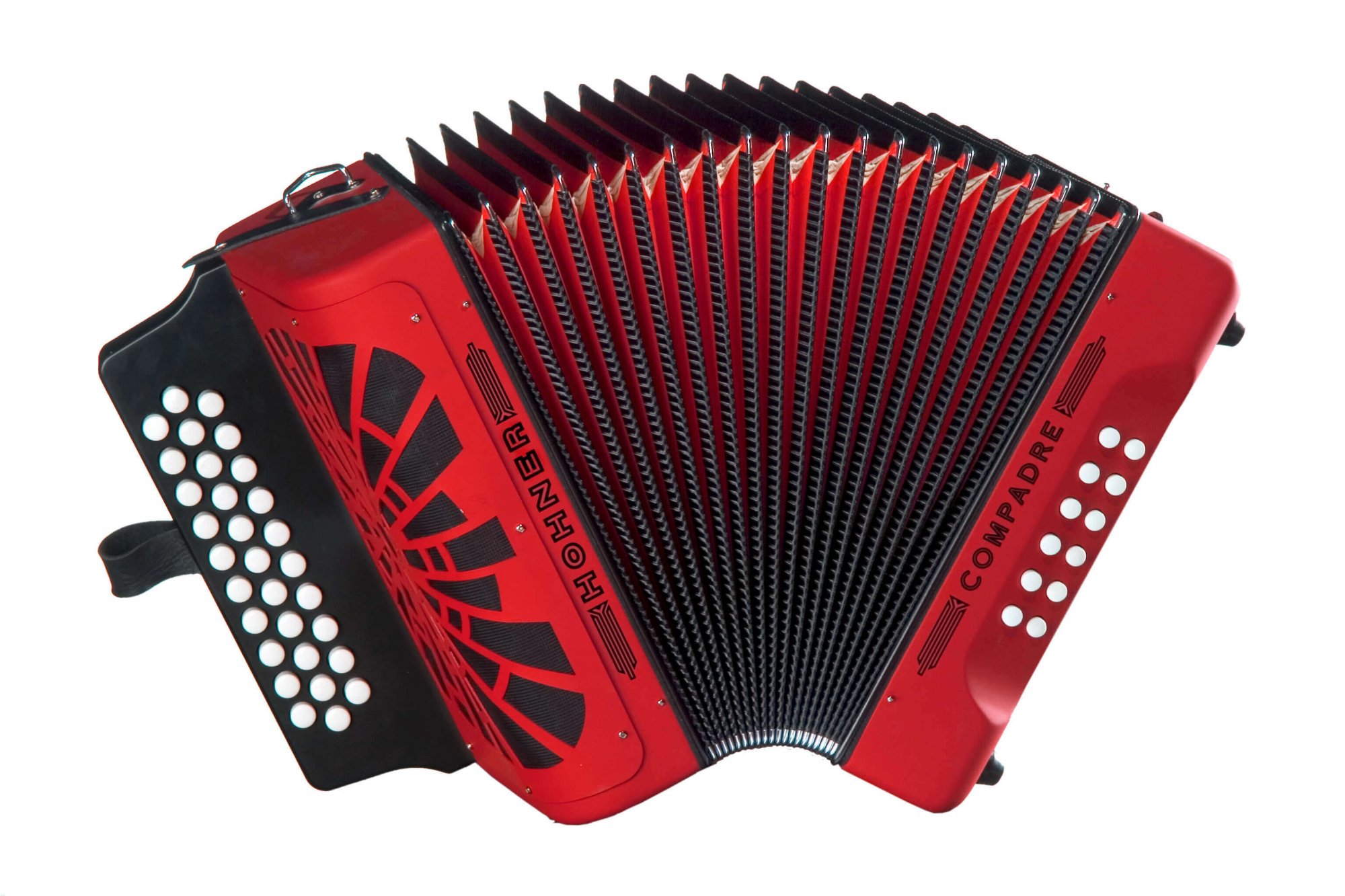 Hohner COGRN Compadre GCF Accordion, Red with Silver Grille and Gig Bag
