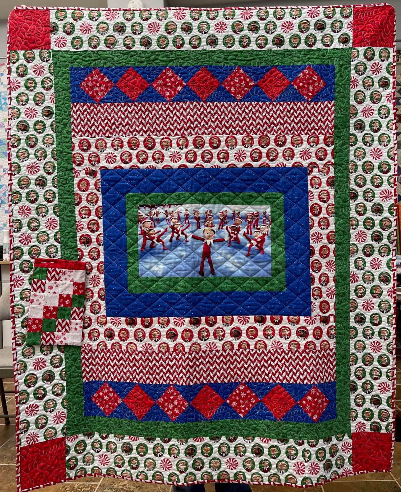 FINISHED Elf on the Shelf Quilt, Book & Elf Sleeping Bag 45x56