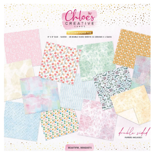Chloes Creative Cards 8x8 Designer Printed Paper Pad - Beautiful Bouquets