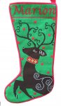 Christmas Stocking Needlepoint Reindeer on Green