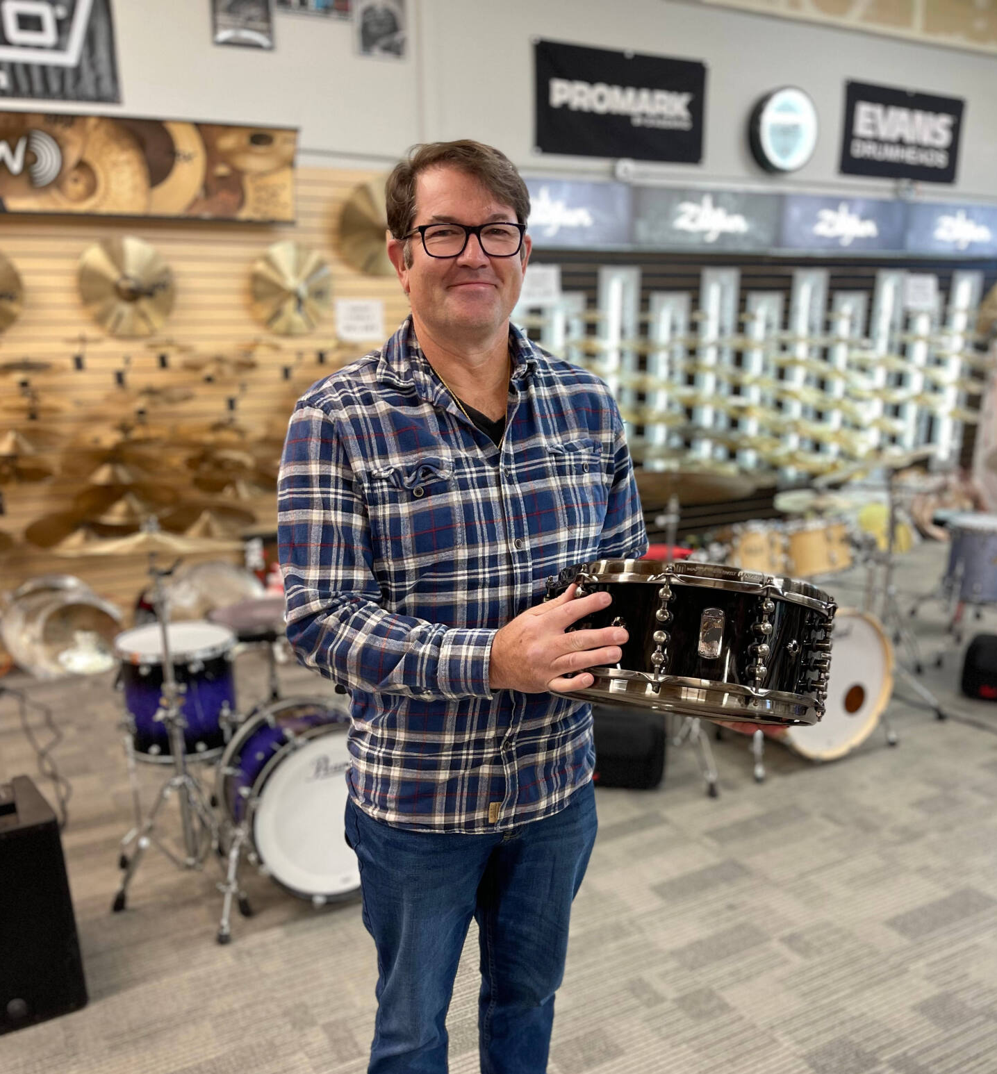 Inside the Denver Percussion showroom in Centennial, CO